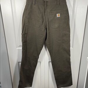 Carhartt Green Cargo Pants Durable reinforced knees rugged fit